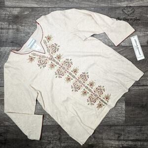 Alfred Dunner Petite Embroidered Top Size PS